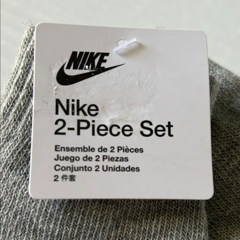Nike Heather Gray Hot Pink Embroidered Fold Over Beanie and Mittens 2 Piece Set - Picture 12 of 14